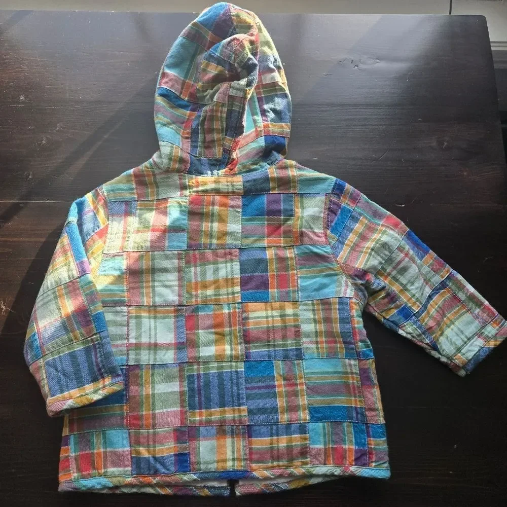 Oshkosh Toddler Kids Unisex Patchwork Full Zip Hooded Jacket 18m NWT